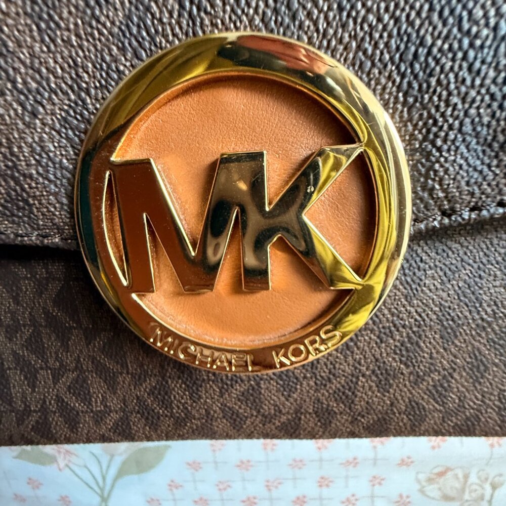 Michael Kors Fulton Flap Crossbody Brown MK Monogram NWOT - Picture 11 of 12